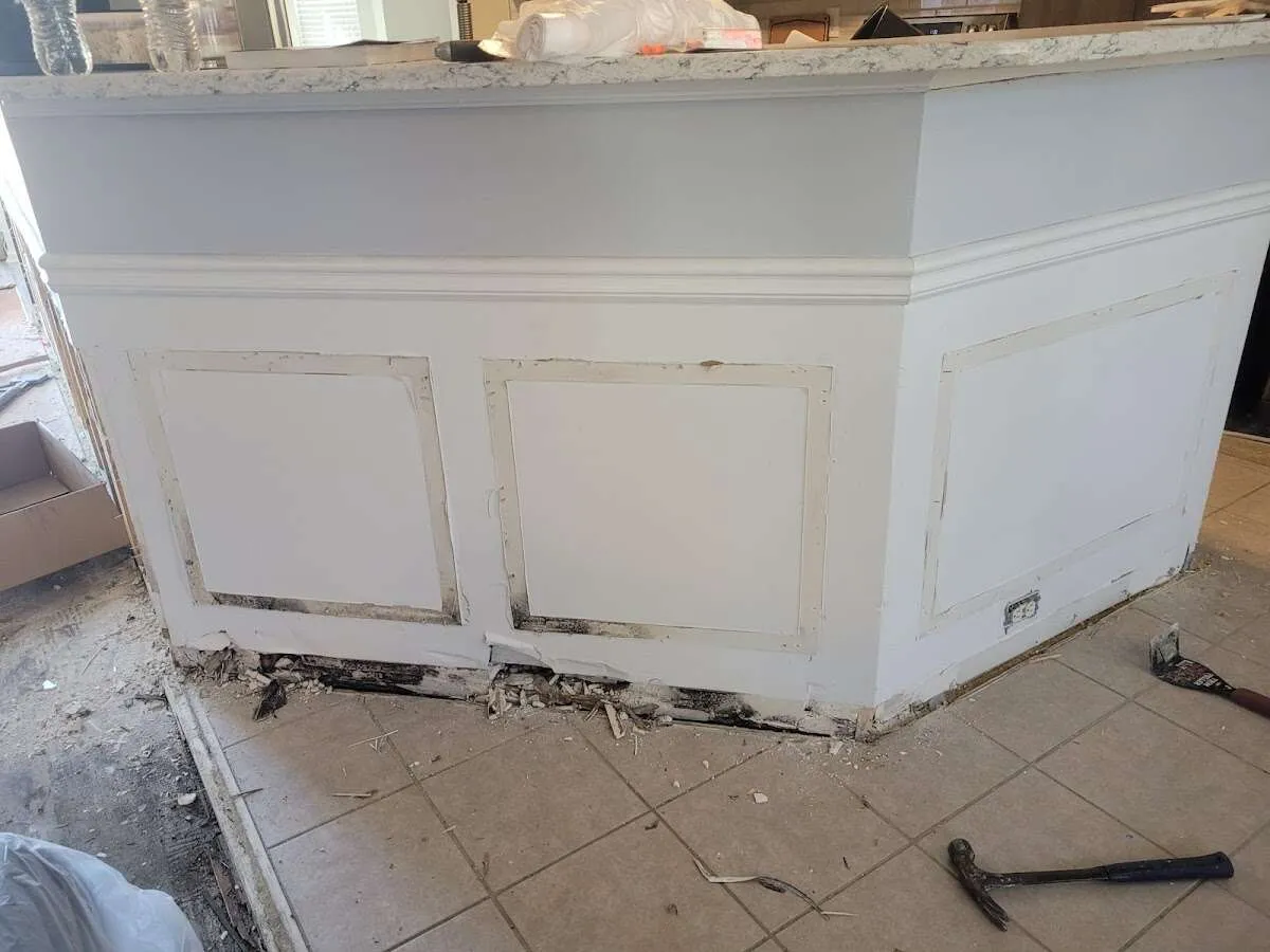 Water damage and mold on kitchen during Storm Damage Restoration in South Daytona
